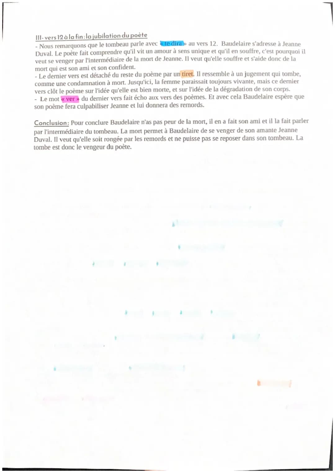 Remords posthume
Introduction: Le poème Remords posthume apparaît dans la première section «< Spleen et Idéal »>.
Dans cette section, Baudel