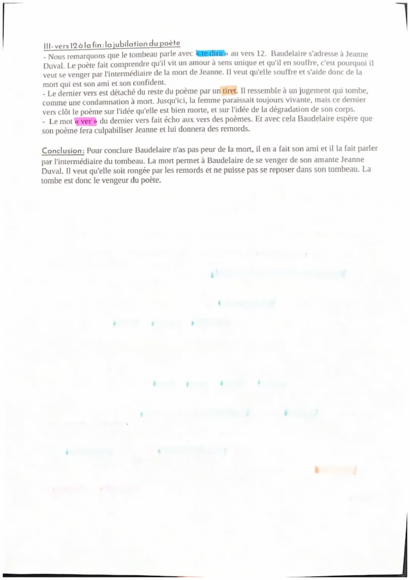 Remords posthume
Introduction: Le poème Remords posthume apparaît dans la première section «< Spleen et Idéal »>.
Dans cette section, Baudel