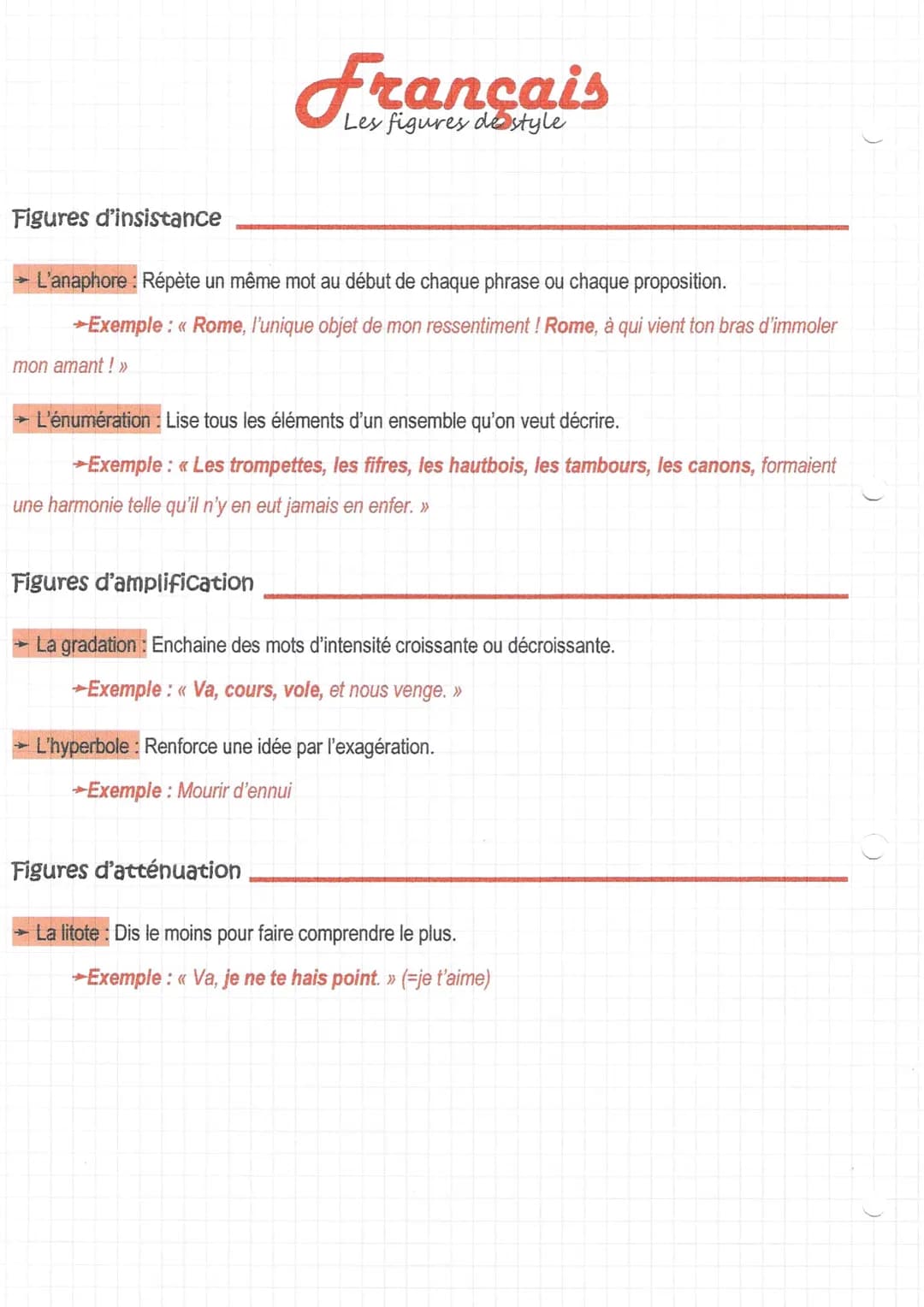 Français
Les figures de style
Figures d'analogie
La comparaison: Établit une relation entre un élément (le comparé) et un autre (le comparan
