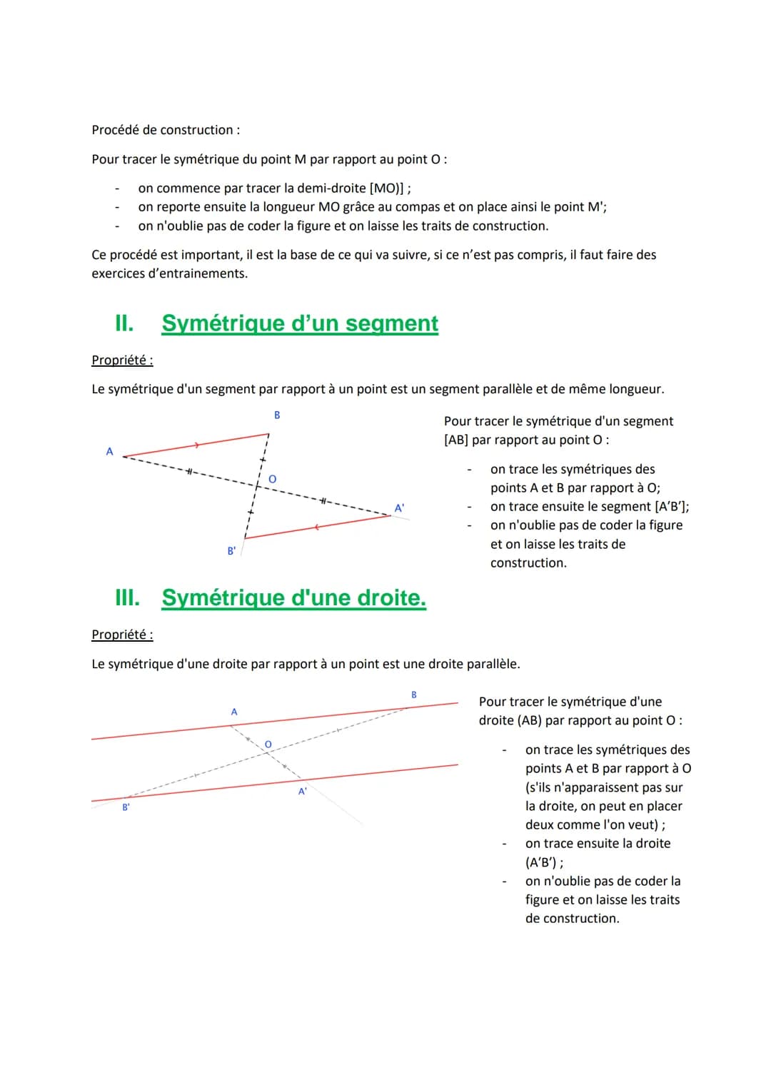 I.
Définition:
La symétrie centrale
Figures symétriques par rapport à un point.
Deux figures sont dites symétriques par rapport à un point l