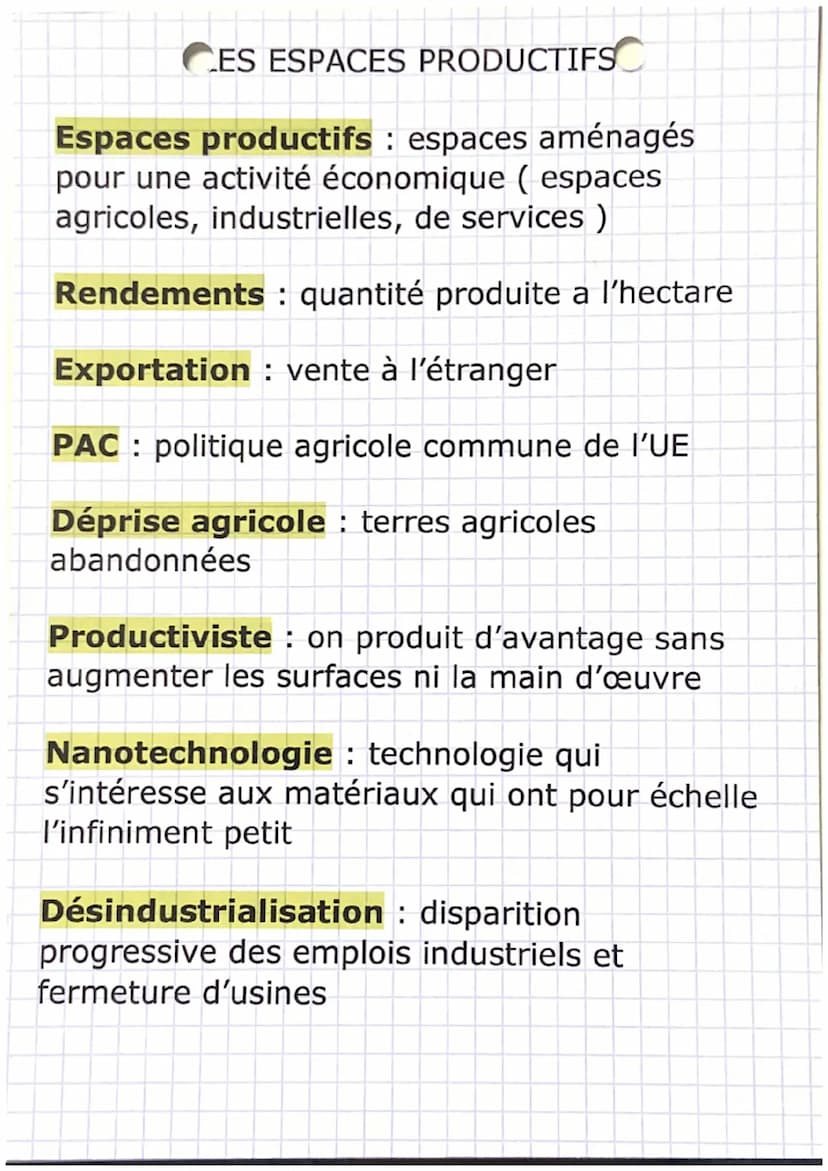 C
LES ESPACES PRODUCTIFS
Les espaces agricoles (ex : grand ouest) :
La France est au premier rang de l'UE car les
agriculteurs ont su s'adap