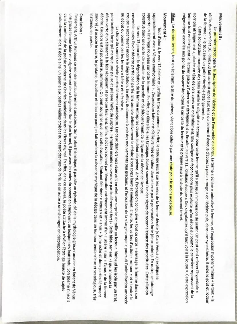 umes ABAB
ABBA
ААВ - АВА
Explication linéaire 5: Venus Anadyomène, Arthur Rimbaud
repetition
= pauvreté décor
comparaison baignore
article i