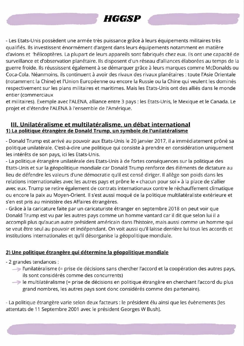 HGGSP
Thème conclusif : La puissance des Etats-Unis aujourd'hui
Introduction :
- Le monde d'aujourd'hui est un monde multipolaire avec comme