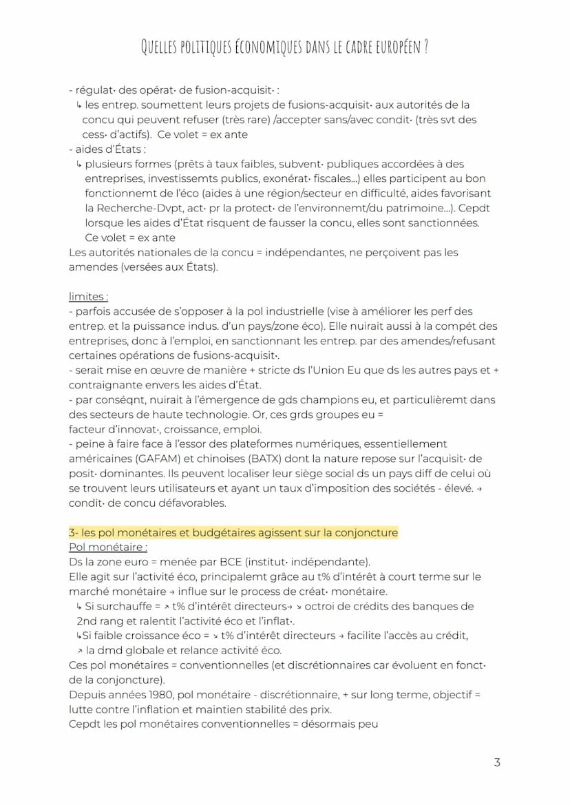 QUELLES POLITIQUES ÉCONOMIQUES DANS LE CADRE EUROPÉEN ?
Définitions :
-marché unique/commun = espace où les marchandises, personnes, capitau