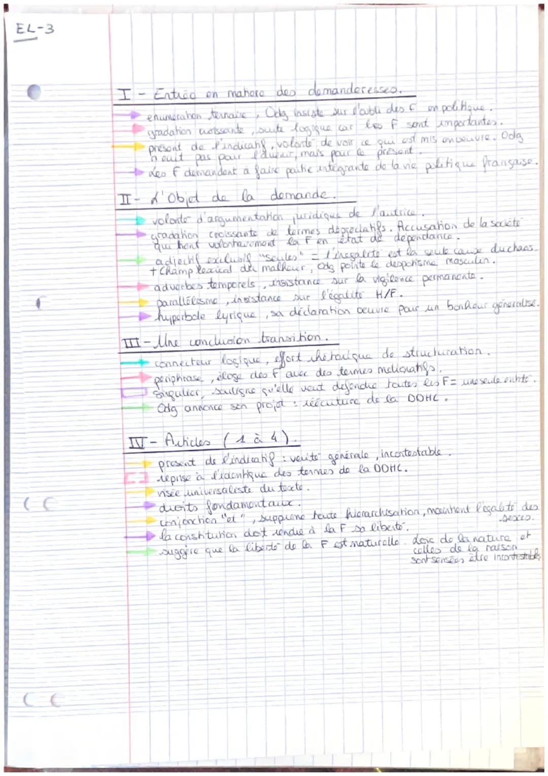 EL-3
Texte 3 - Olympe de Gouges, Déclaration de la femme et
de la citoyenne,«< Préambule >>
Les mères, les filles, les sœurs, représentantes