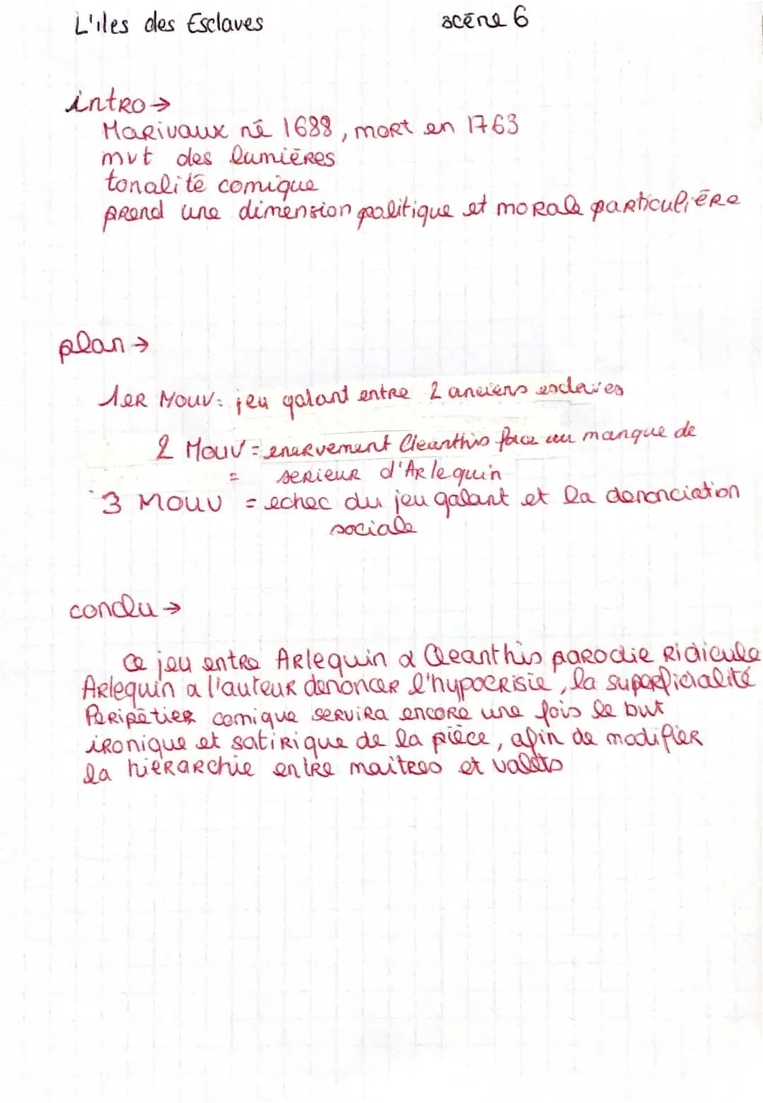 Scène 6 Île des Esclaves: Résumé et Explication Linéaire