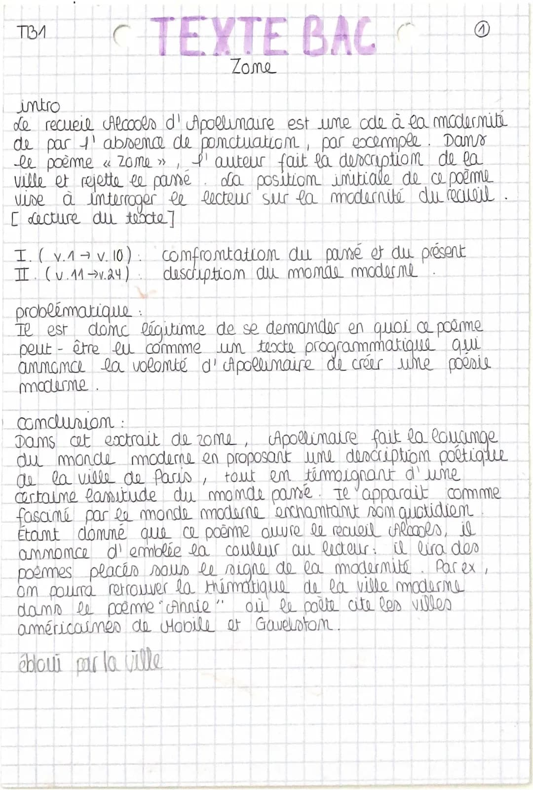 Zone de Guillaume Apollinaire : Analyse Linéaire et PDF