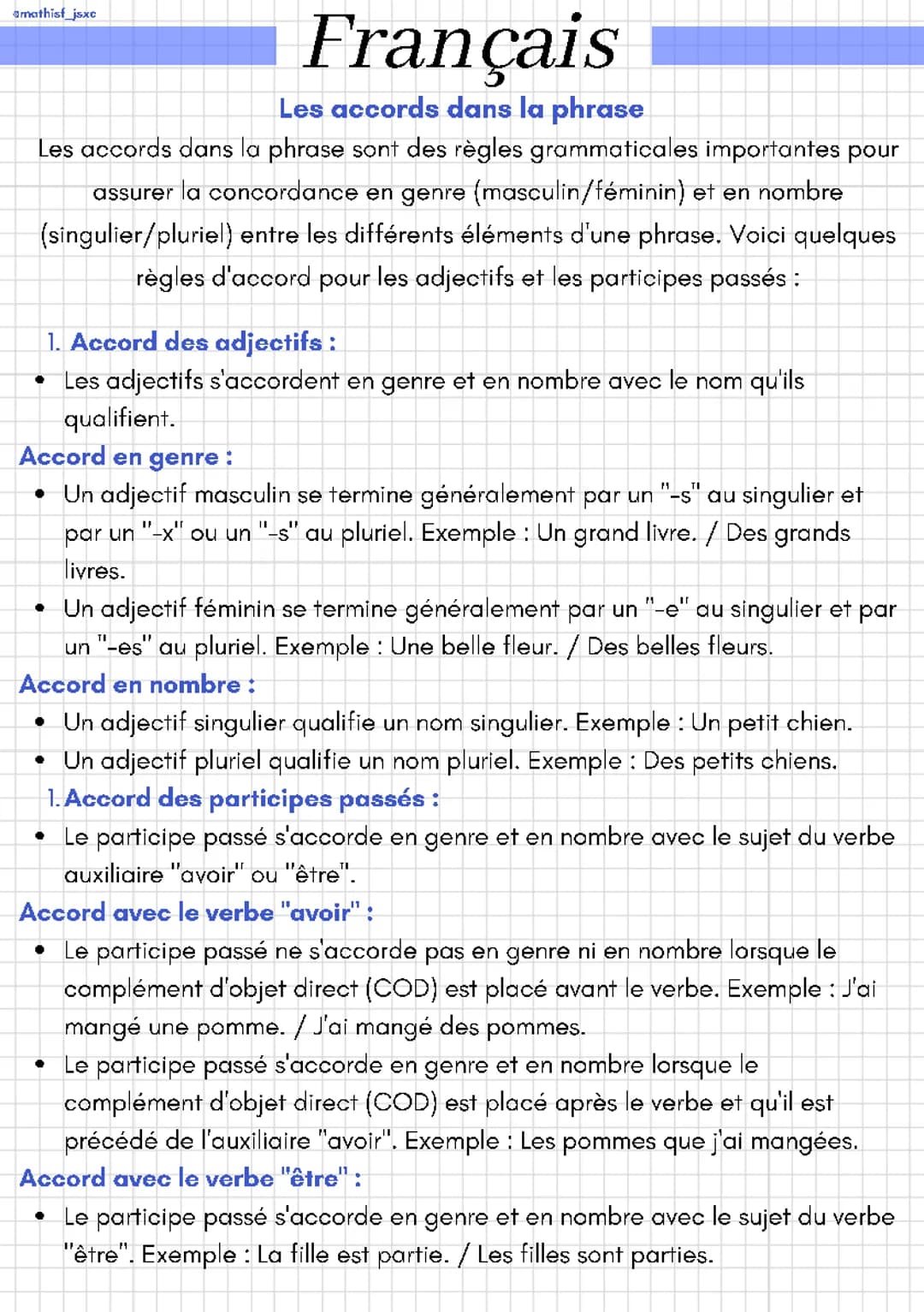 Les accords dans la phrase