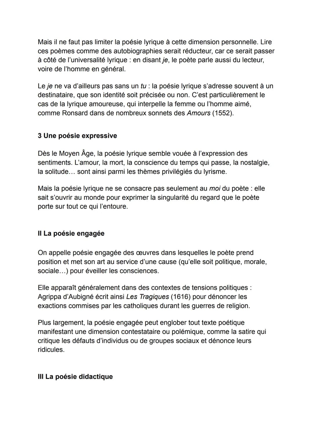 Les fonctions de la poesie
L'écriture poétique a eu des fonctions variées au cours de son histoire. Si le
lyrisme est certainement le mode d