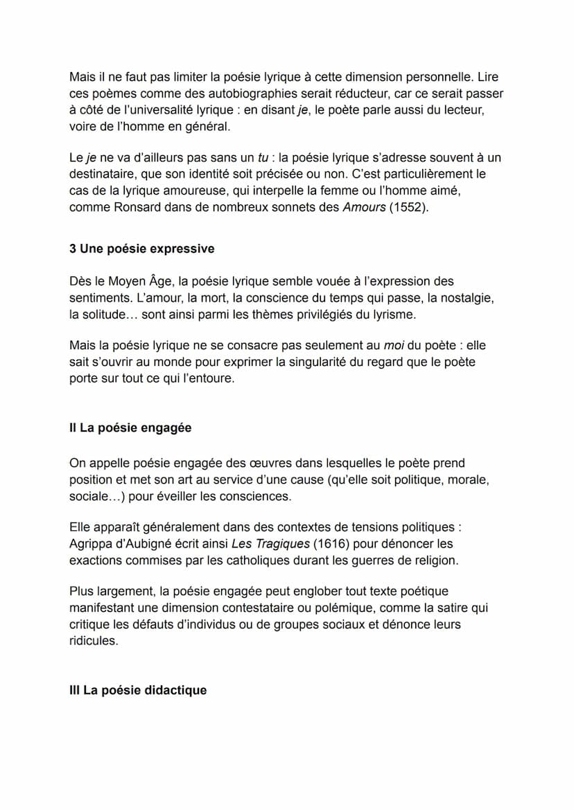 Les fonctions de la poesie
L'écriture poétique a eu des fonctions variées au cours de son histoire. Si le
lyrisme est certainement le mode d