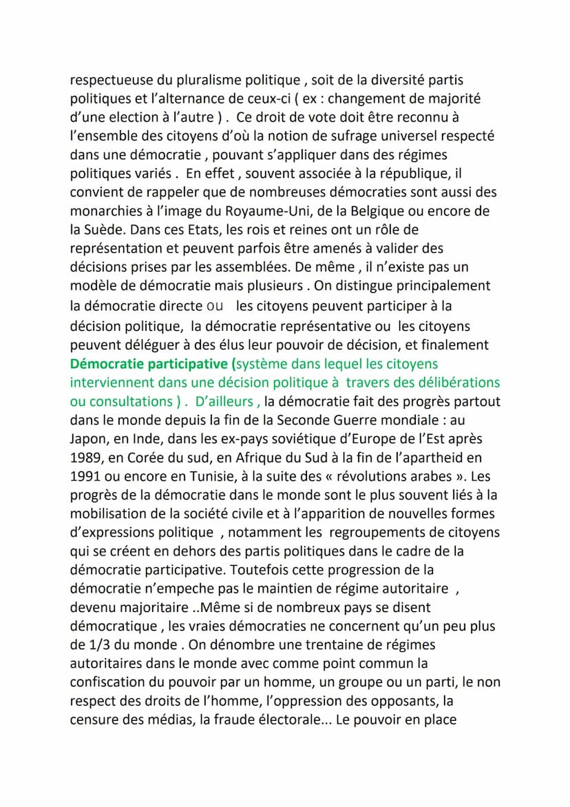 COURS HGGSP
'La démocratie est un mauvais système, mais elle est le moins
mauvais de tous les systèmes 'Winston Churchill
Ce constat de l'an