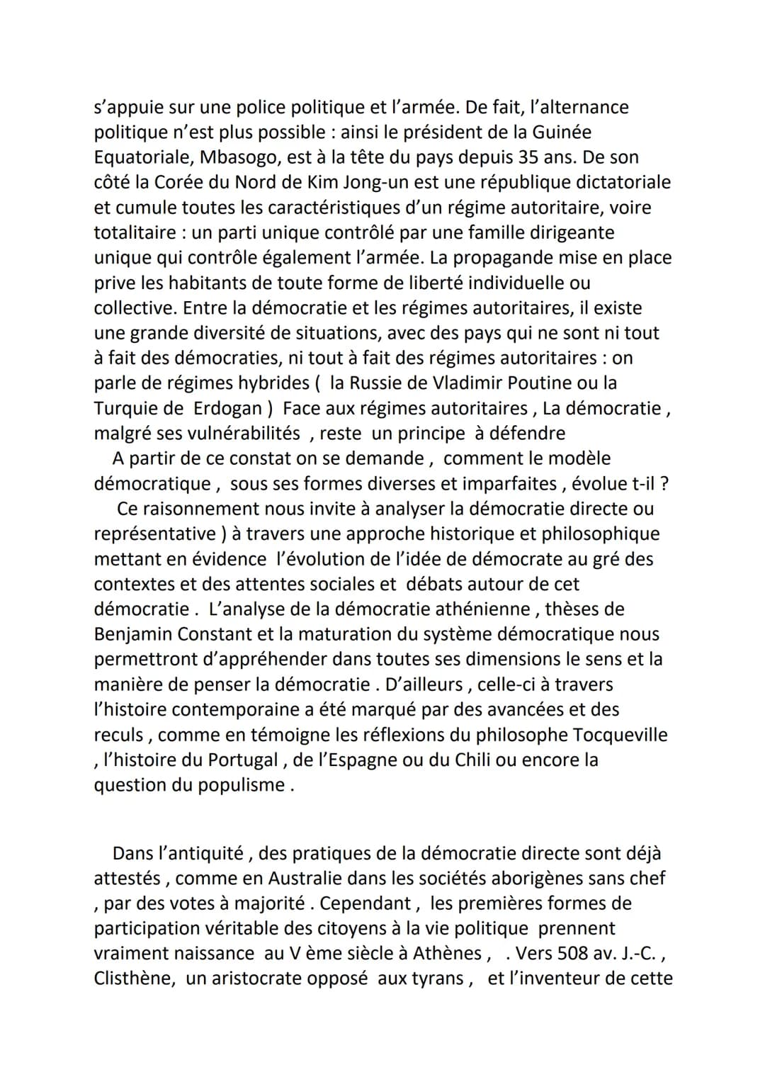 COURS HGGSP
'La démocratie est un mauvais système, mais elle est le moins
mauvais de tous les systèmes 'Winston Churchill
Ce constat de l'an