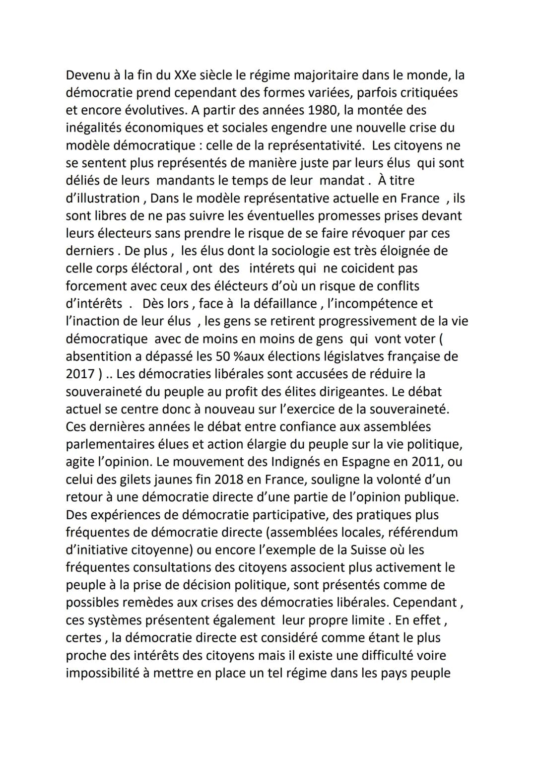 COURS HGGSP
'La démocratie est un mauvais système, mais elle est le moins
mauvais de tous les systèmes 'Winston Churchill
Ce constat de l'an