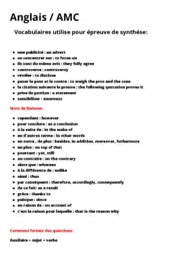 Know Anglais vocabulaire synthèse  thumbnail