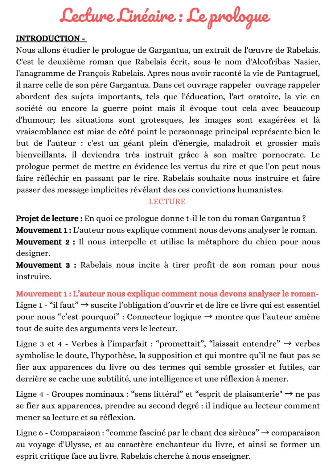 Lecture Linéaire: Le prologue
INTRODUCTION -
Nous allons étudier le prologue de Gargantua, un extrait de l'œuvre de Rabelais.
C'est le deuxi