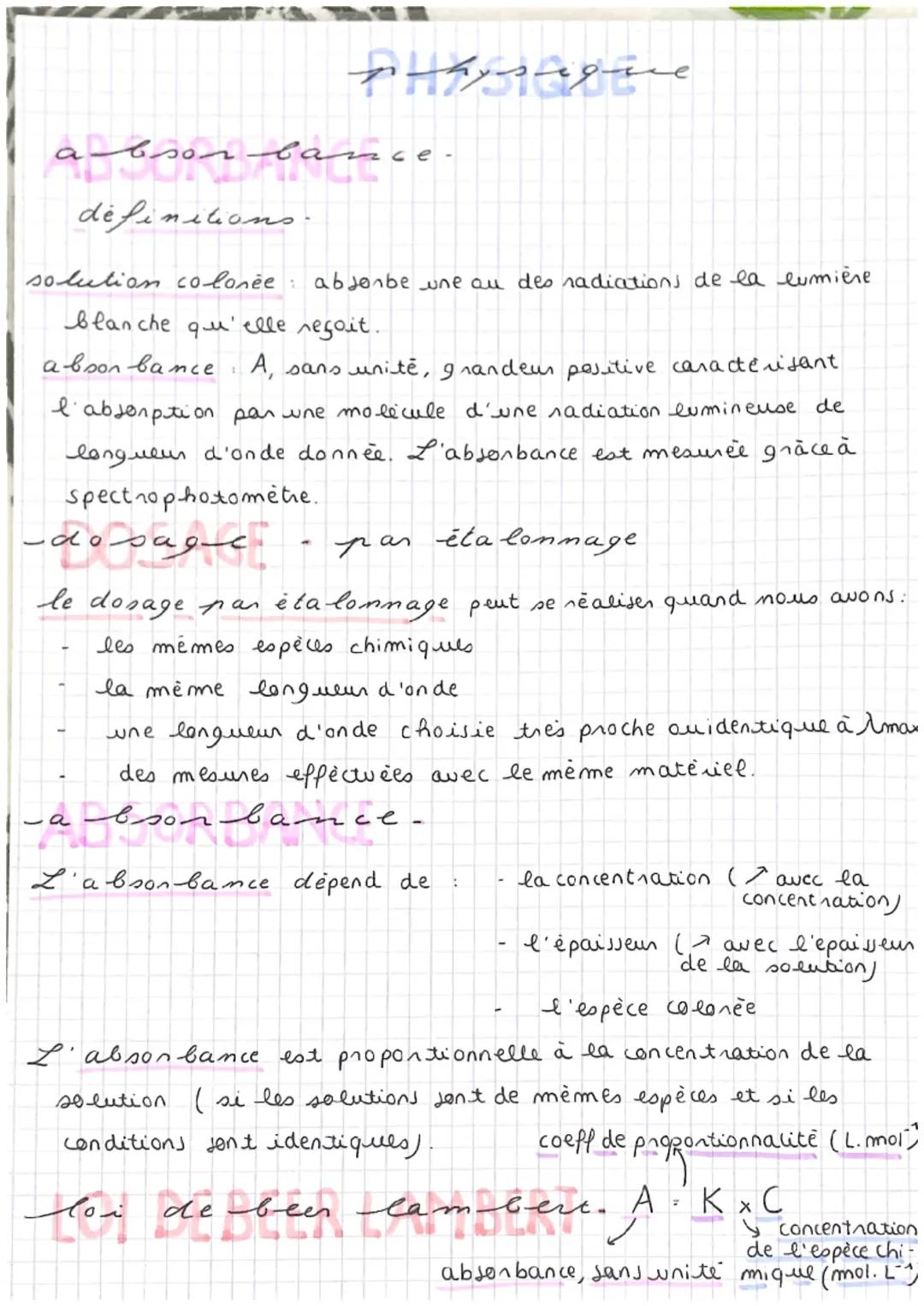 absorbance
définitions.
صدوم درک در
solution co-lonée: absonbe une au des radiations de la lumière.
blanche qu'elle regoit.
abson bance A, s