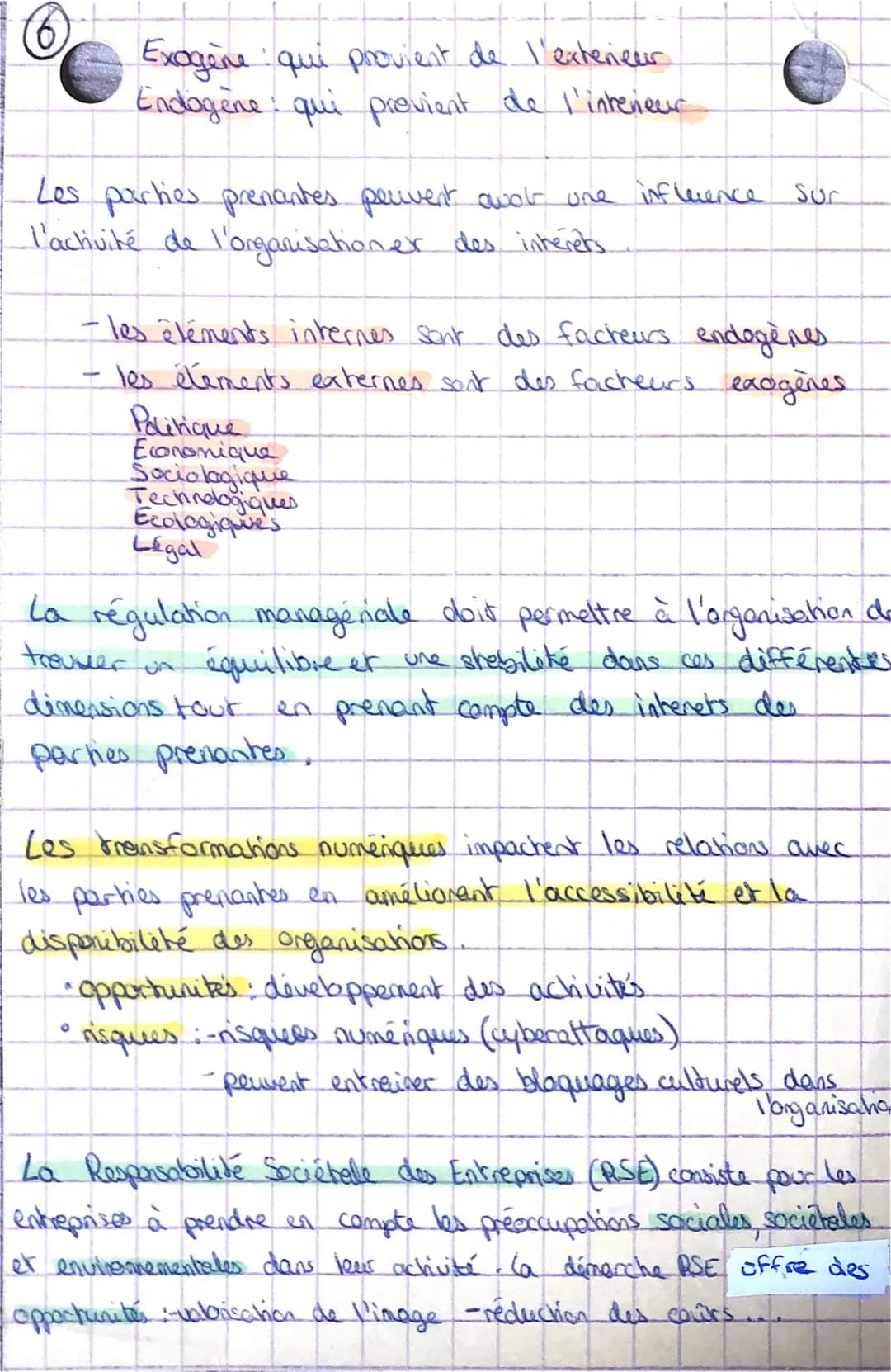 Les parties prenantes peuvent avoir une influence sur
l'activité de l'organisationer des interers.
Exogène que provient de l'exterieur
Endog