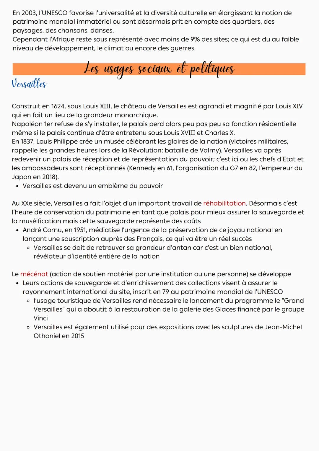 Le patrimoine
Introduction
La notion de patrimoine est une construction qui a sa propre histoire: les critères pour définir
ont évolué dans 