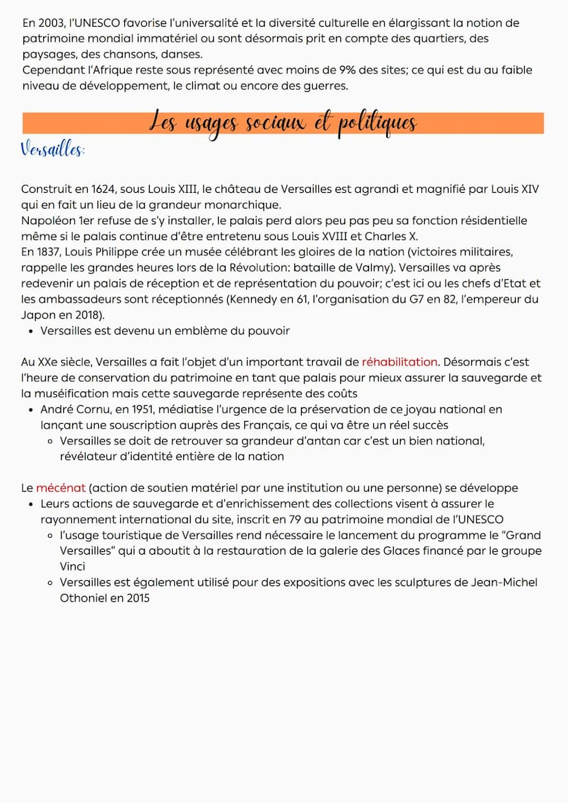 Le patrimoine
Introduction
La notion de patrimoine est une construction qui a sa propre histoire: les critères pour définir
ont évolué dans 