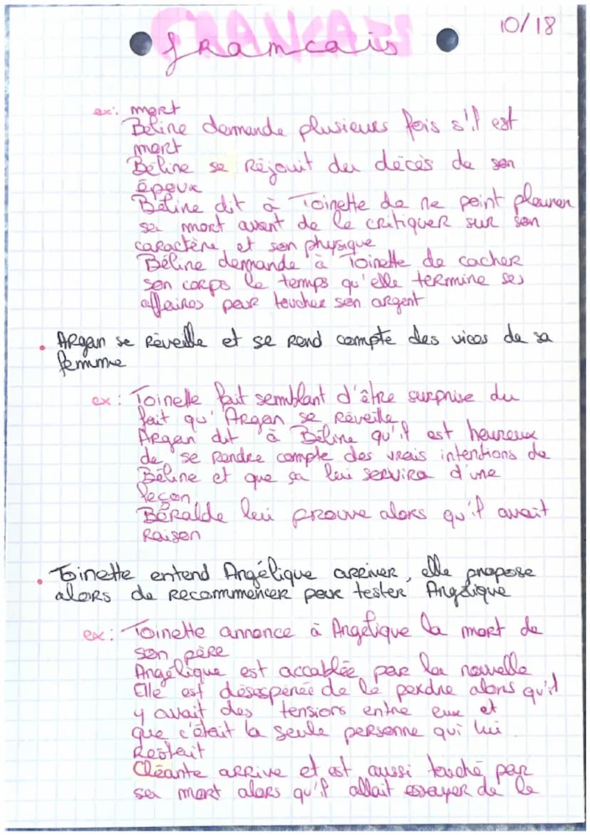1/18
•peançais •
fransdis
Malade imaginava
LE
I/ Infes
Auteur MolièRe
•Date : 1673
Registre - Comique
Genke littéraire : comédie -bellet
Mou