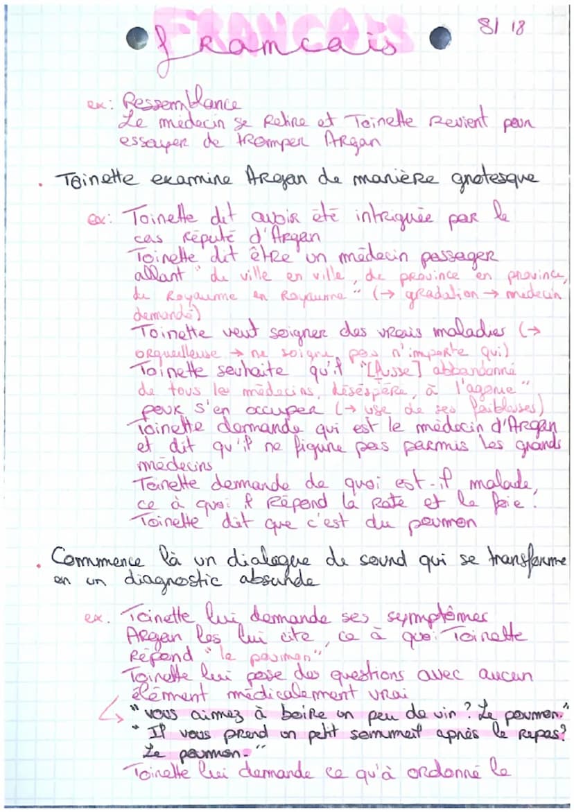 1/18
•peançais •
fransdis
Malade imaginava
LE
I/ Infes
Auteur MolièRe
•Date : 1673
Registre - Comique
Genke littéraire : comédie -bellet
Mou