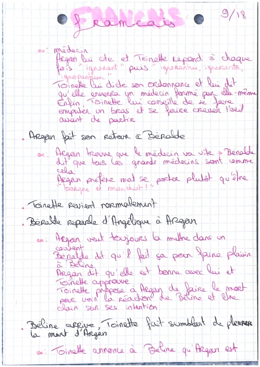 1/18
•peançais •
fransdis
Malade imaginava
LE
I/ Infes
Auteur MolièRe
•Date : 1673
Registre - Comique
Genke littéraire : comédie -bellet
Mou