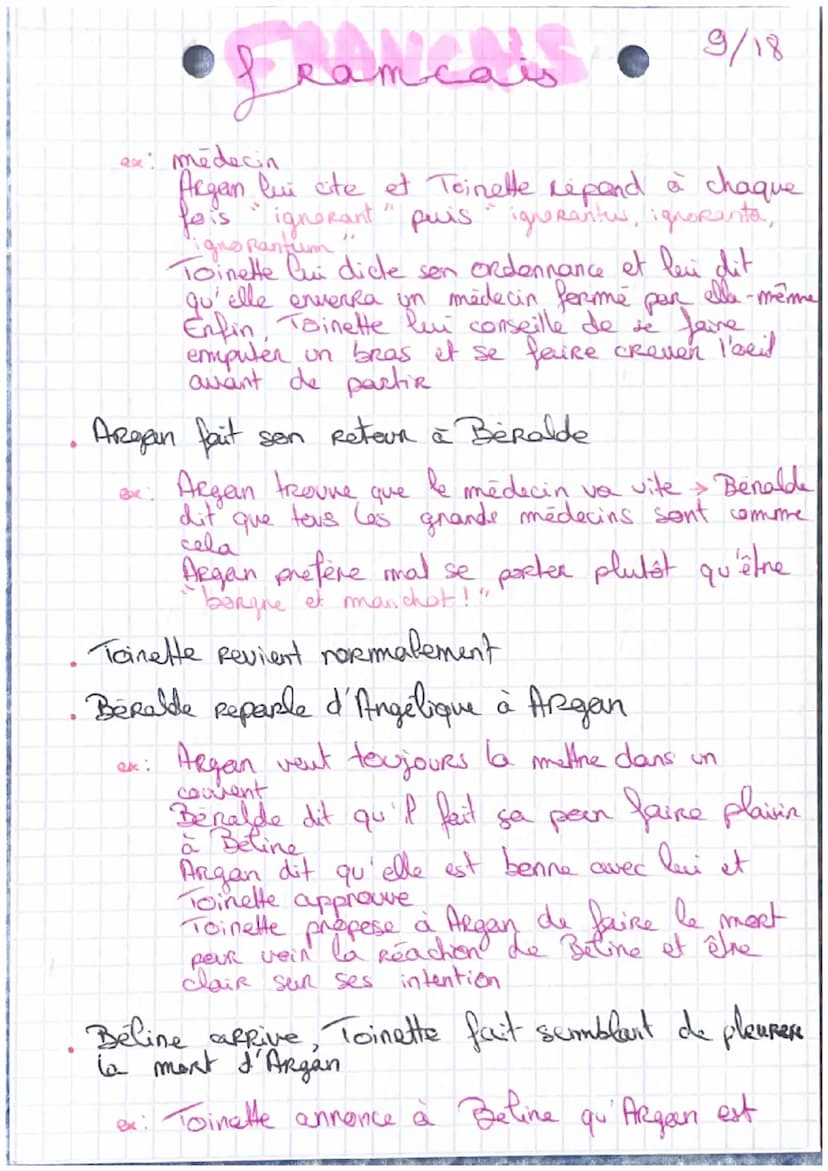 1/18
•peançais •
fransdis
Malade imaginava
LE
I/ Infes
Auteur MolièRe
•Date : 1673
Registre - Comique
Genke littéraire : comédie -bellet
Mou