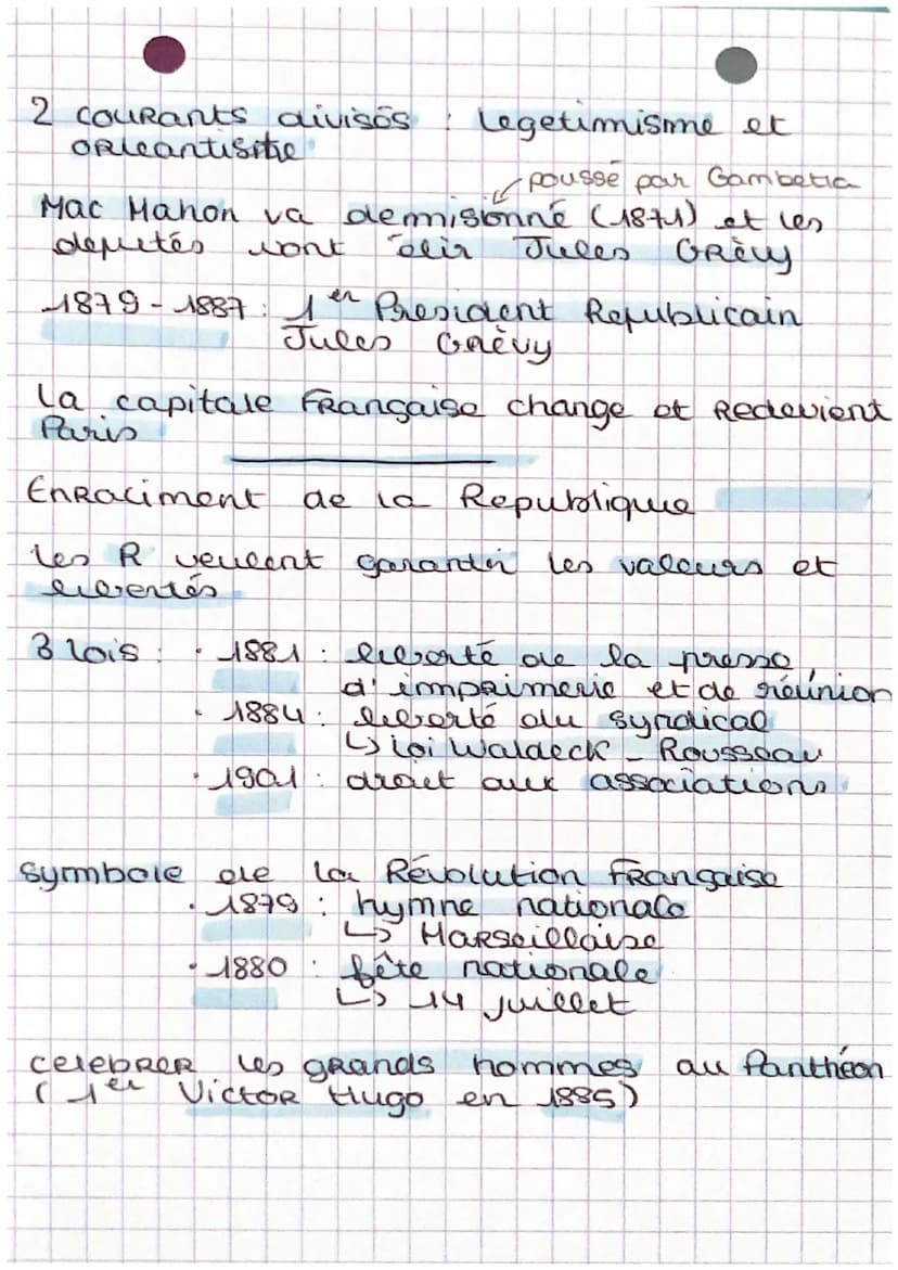 Histoire
zeme Republique
2 Sept 1870 : Napoleon 111 Prisoner a
Sedon par les
PRussiens
4 sept 1870 : proclamation de la llle R
par Léon Gamb
