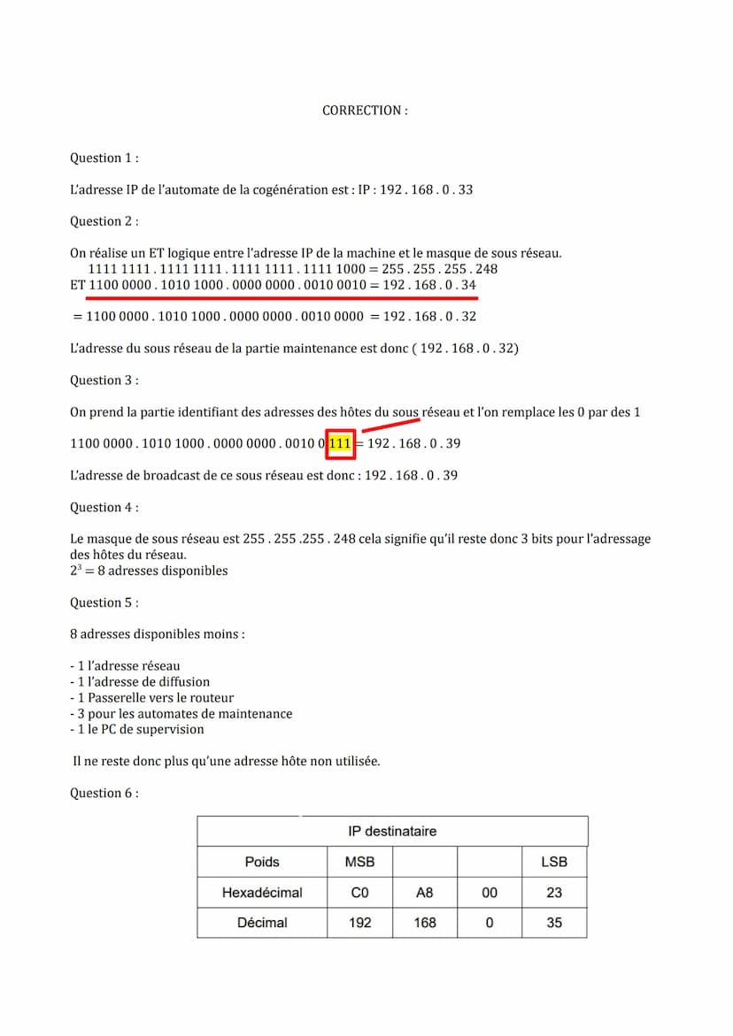 DT9: Schéma du réseau
Poste N°15
Caisse N°1
X Postes
Caisse N°2
Poste N°2
Automate Co-génération
192.168.0.33/29
Automate Filtration
192.168