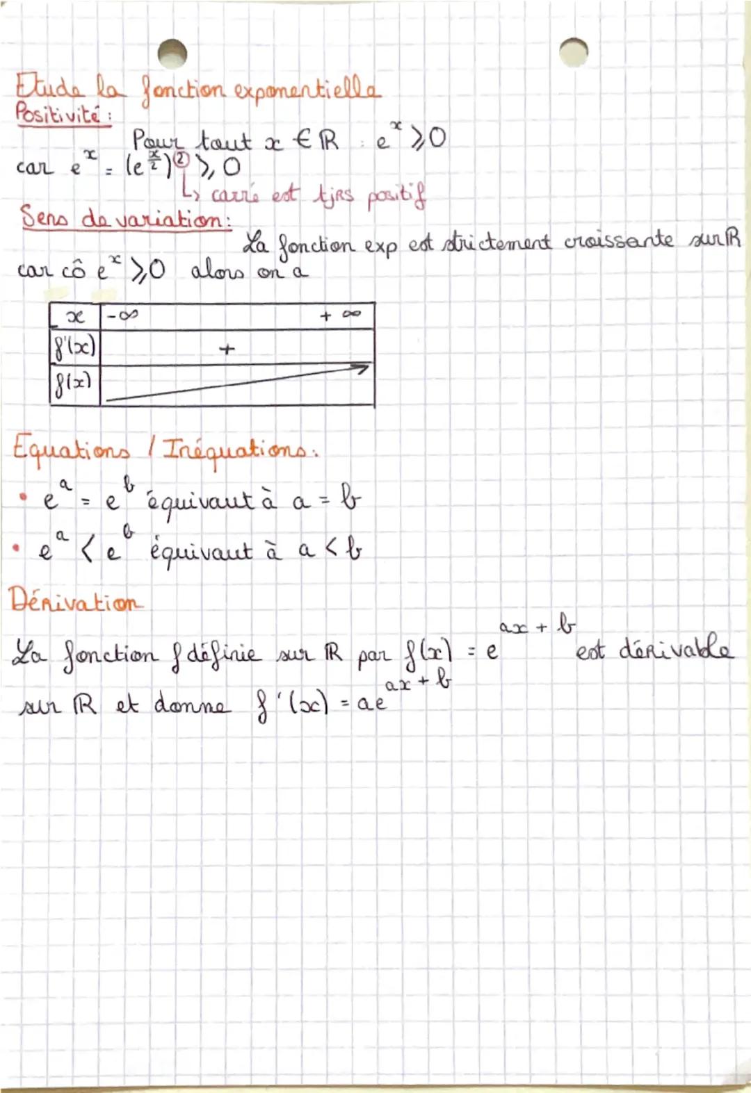 # MATHS

Chapitre 7: La fonction exponentielle

Définition:

Il existe une unique fonction Idérivable sur IR, tell que
pour tout $x \in R$ $