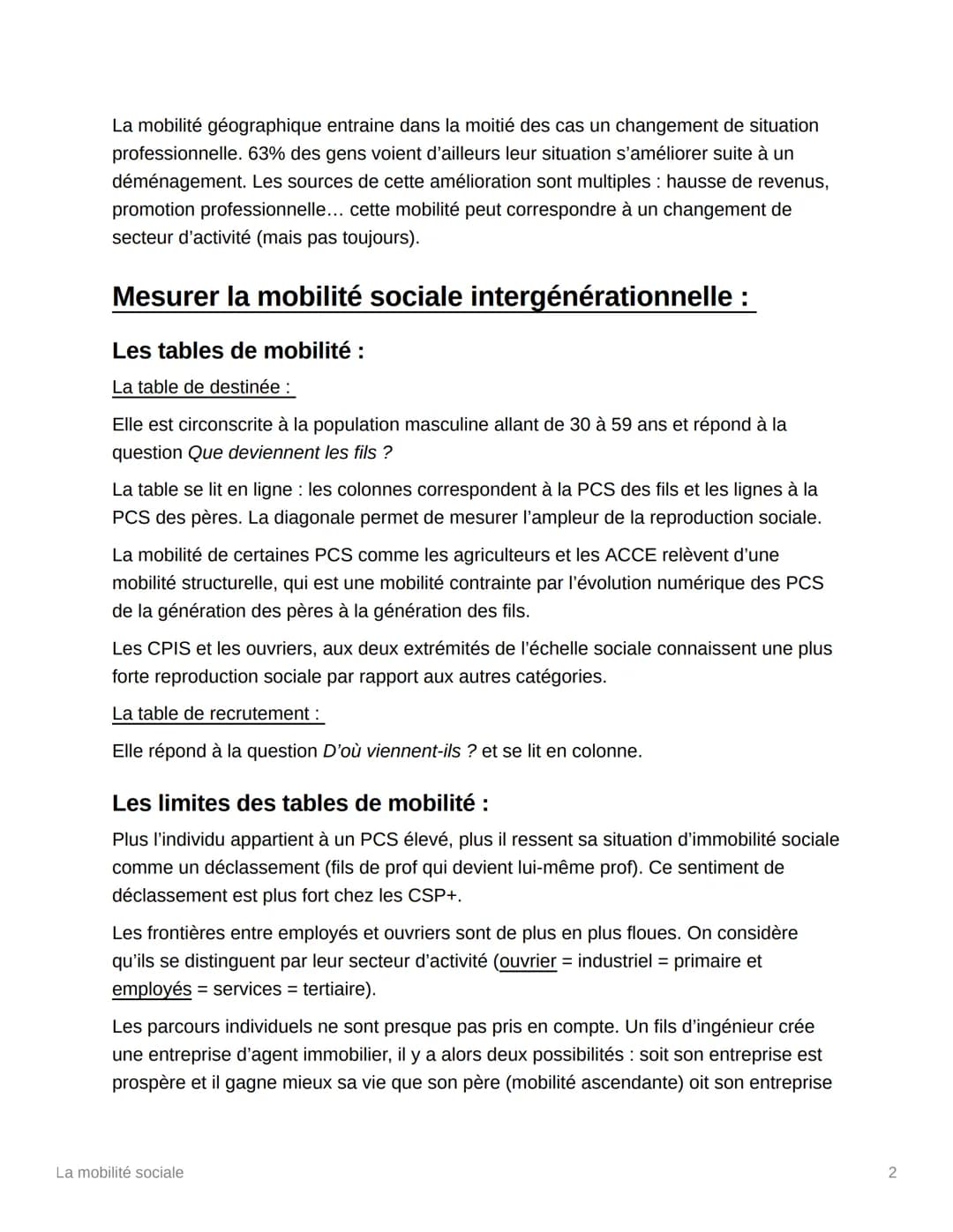 La mobilité sociale
Les formes de mobilité sociale :
Il existe plusieurs type de mobilité sociale :
La mobilité professionnel
La mobilité gé