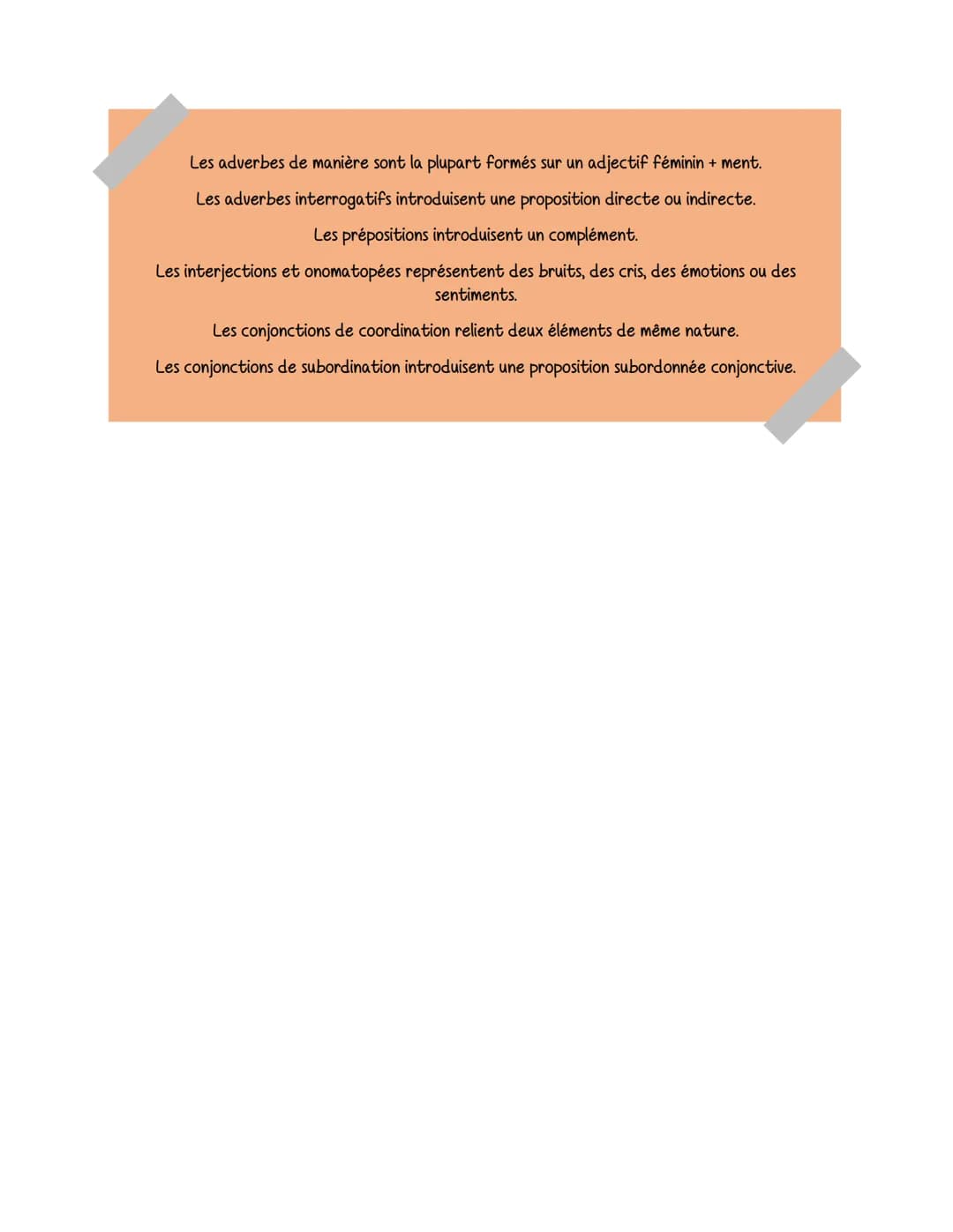 Articles indéfinis: un, une, des
Article définis: le, la, les
Articles partitifs: du, de la, de l
Articles définis contractés: au, du, des
D