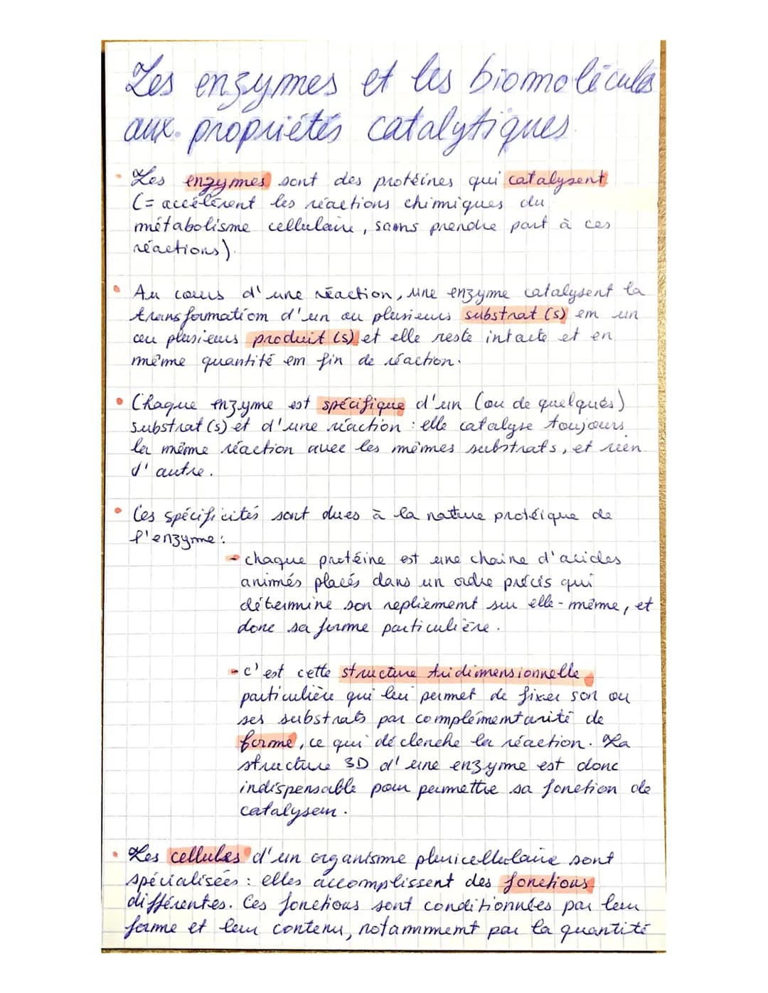 Les enzymes et les
et les biomolecula
aux propriétés catalytiques.
• Au cours d'une réaction, une enzyme catalysent la
transformation d'un o