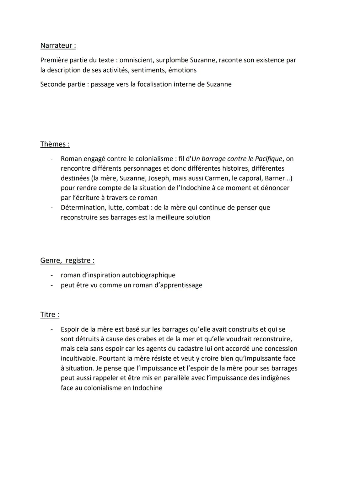 UN BARRAGE CONTRE LE PACIFIQUE
MARGUERITE DURAS
Résumé :
Dans le sud de l'Indochine française, en 1931, une veuve vit avec ses deux enfants,