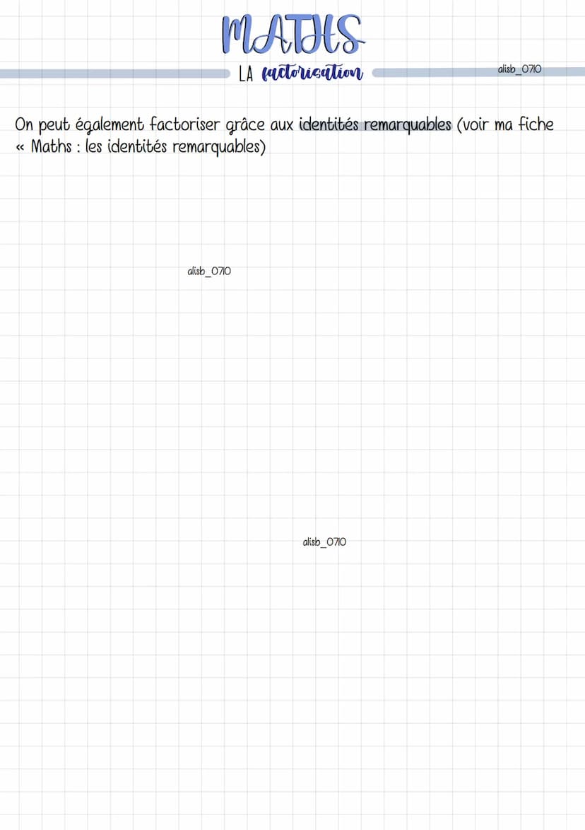 MATHS
LA factorication
Définition: Factoriser une expression littérale revient à transformer une somme
en un produit
Exemple: (9x - 5) x (4 
