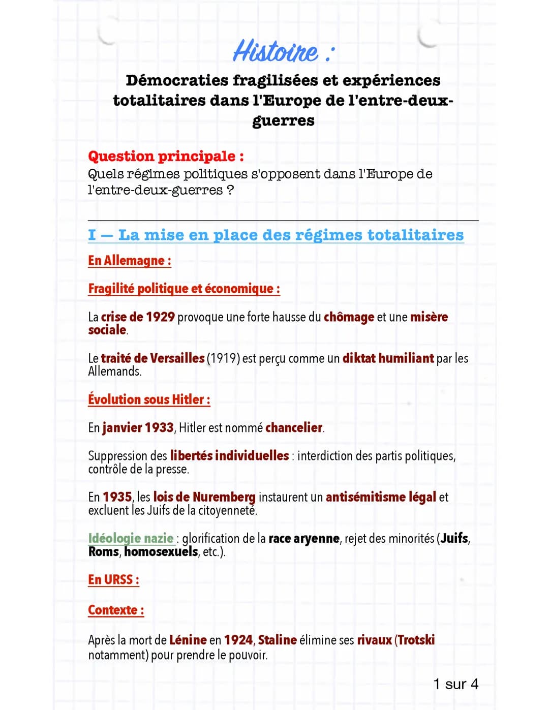 Démocraties fragilisées et expériences totalitaires dans l'Europe de l'entre-deux- guerres