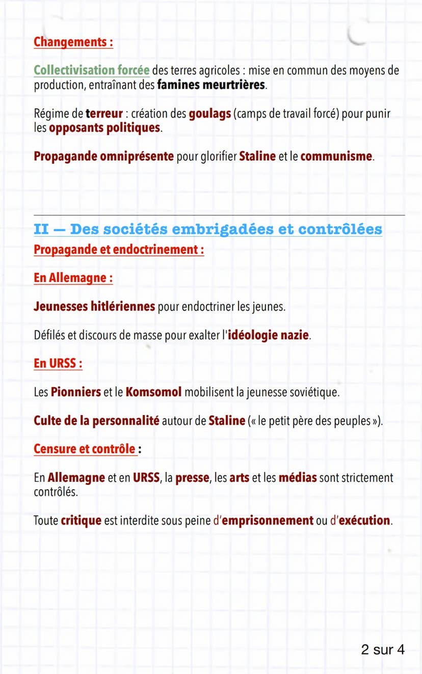 Histoire:
Démocraties fragilisées et expériences
totalitaires dans l'Europe de l'entre-deux-
guerres
Question principale:
Quels régimes poli
