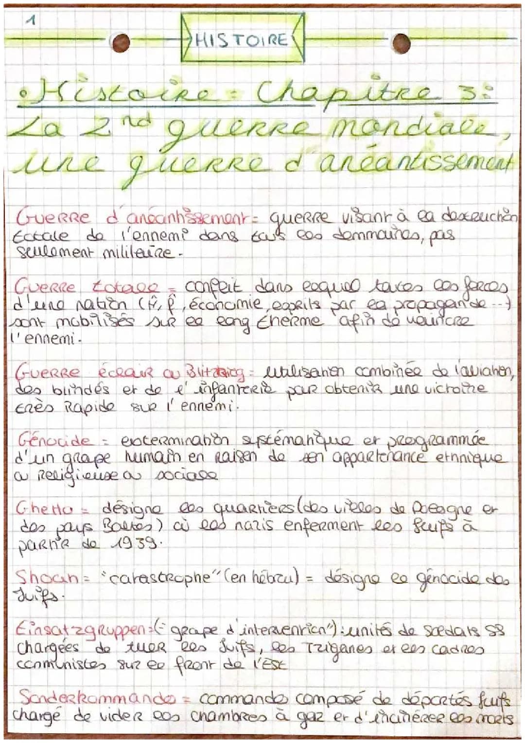 fiche de révision histoire : la seconde guerre mondiale, une  guerre d’anéantissement 