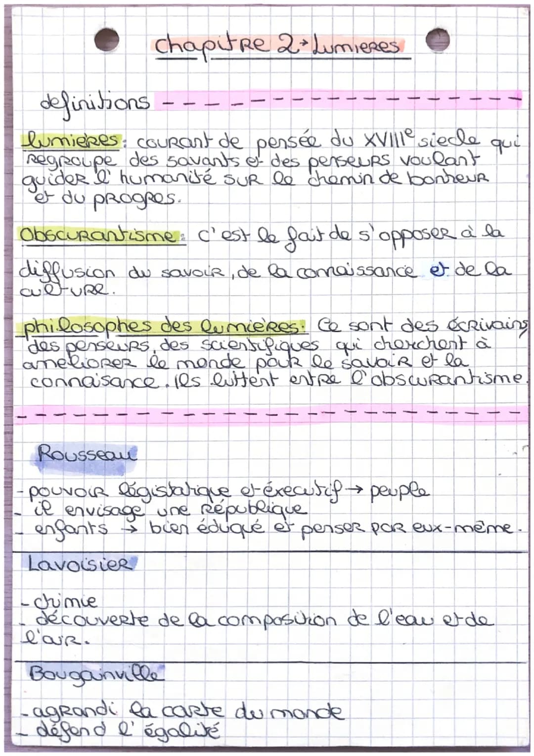 Chapitre 2 Lumieres
definitions
lumieres: courant de pensée du XVIIIe siede qui
Regroupe des savants & des penseurs voulant
guider I humanit