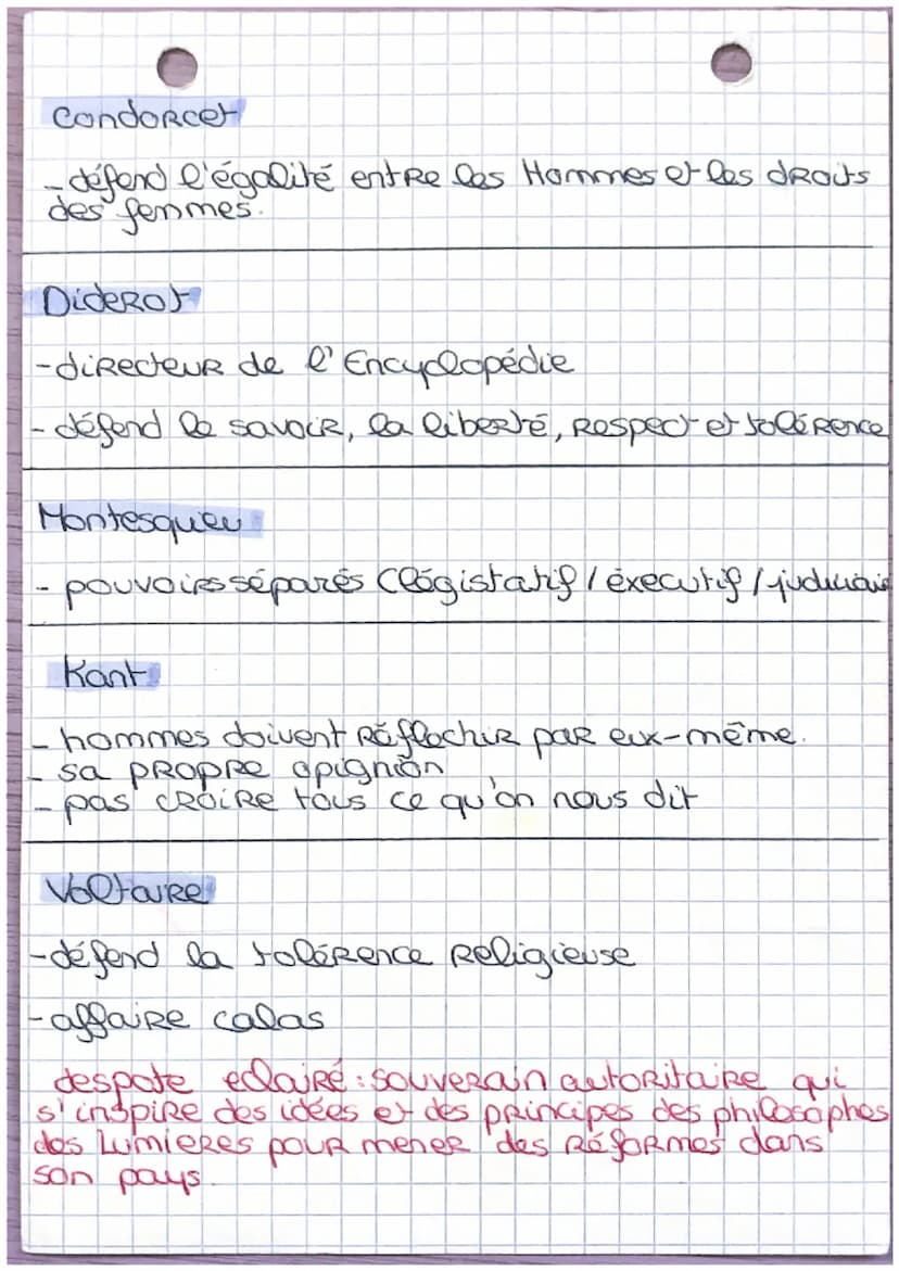 Chapitre 2 Lumieres
definitions
lumieres: courant de pensée du XVIIIe siede qui
Regroupe des savants & des penseurs voulant
guider I humanit