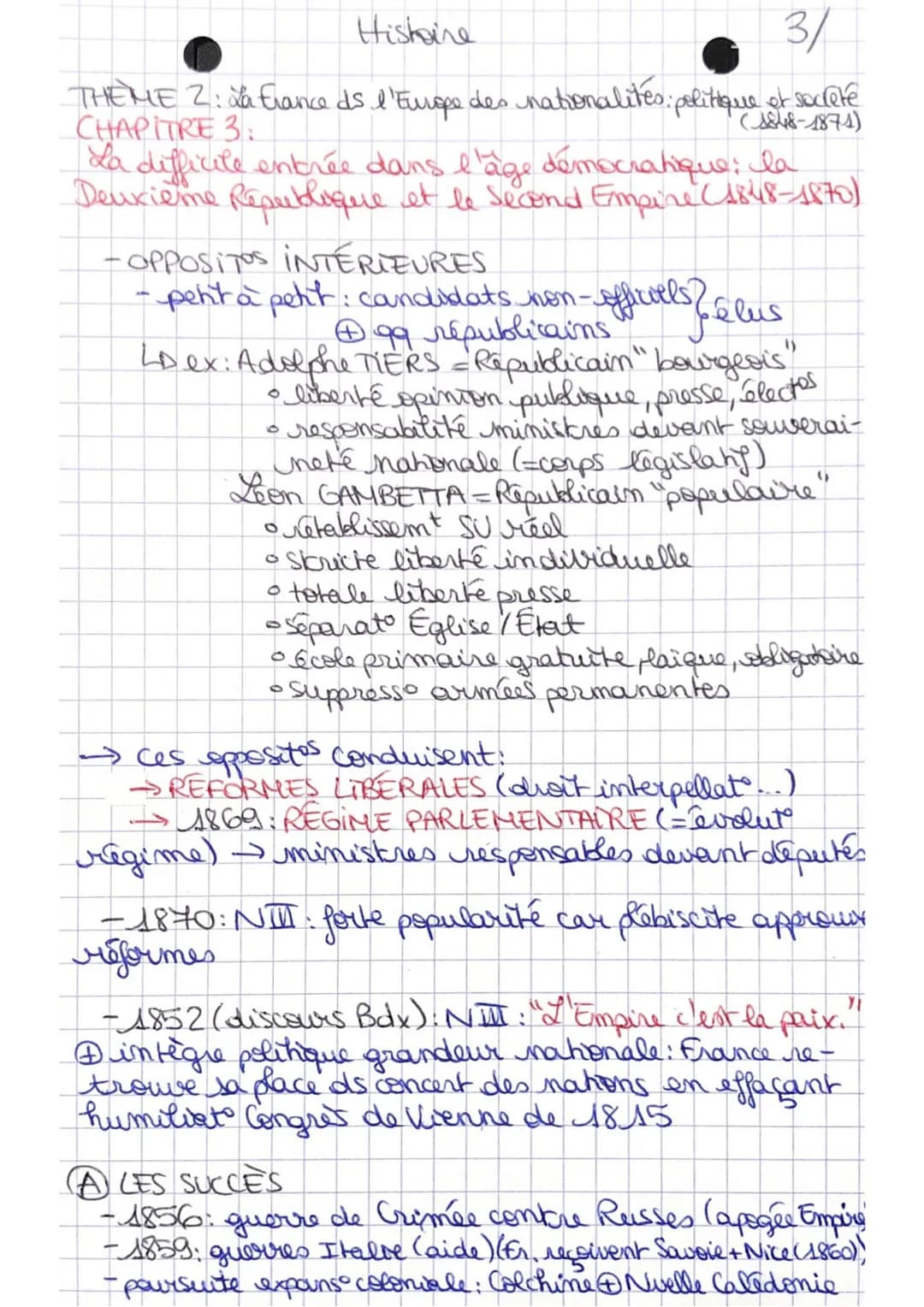 Histoire
A/
THEME 2: La France ds l'Europe des nationalités politique of lett
CHAPITRE 3:
société
La difficile entrée dans l'âge démocratiqu