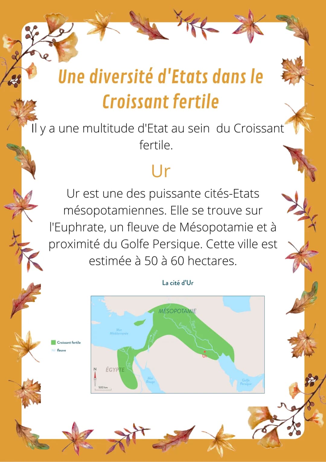 Une diversité d'Etats dans le
Croissant fertile
Il y a une multitude d'Etat au sein du Croissant
fertile.
Ur
Ur est une des puissante cités-