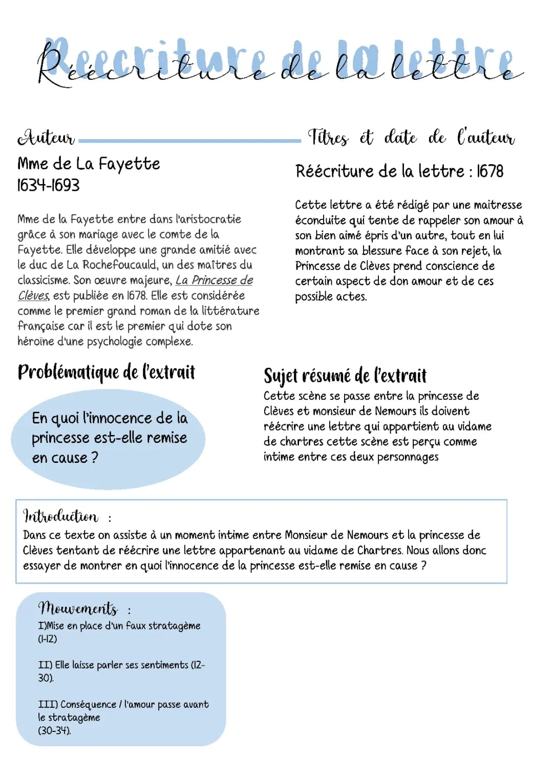 Résumé et Analyse de La Princesse de Clèves par La Fayette