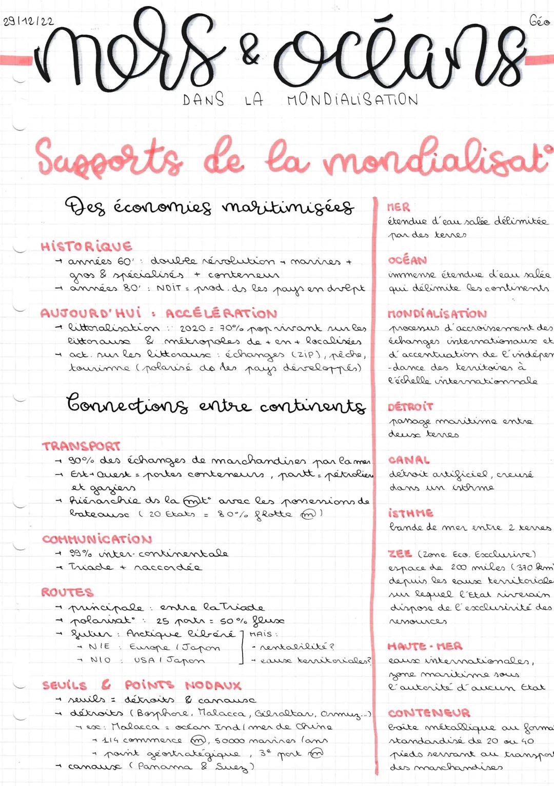 mors & océans
DANS LA
Supports de la mondialisat
Des économies maritimisées
HISTORIQUE
→ années 60': double révolution.
gros
& spécialisés
+