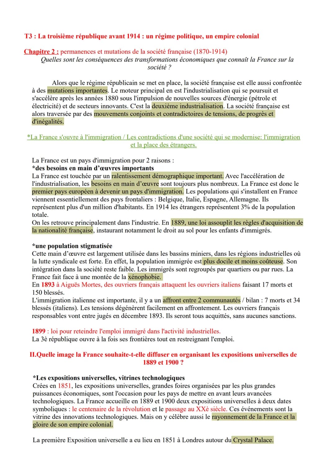 T3: La troisième république avant 1914: un régime politique, un empire colonial
Chapitre 2 : permanences et mutations de la société français