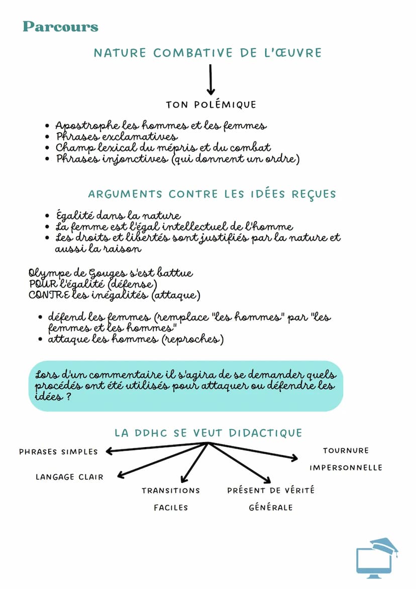 @LESCNEDIENS. FR
PRÉPARATION DISSERTATION #3
PARCOURS ÉCRIRE ET COMBATTRE POUR L'ÉGALITÉ
œuvre : Déclaration des droits de la femme et de la
