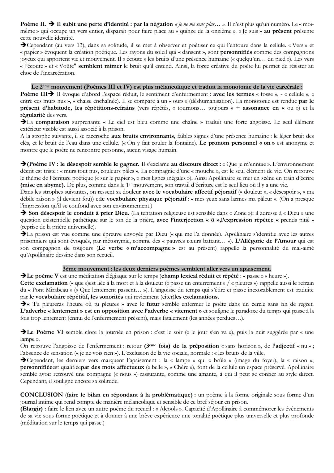 5
10
15
20
25
30
TX 6 Analyse linéaire A LA SANTE d'Apollinaire
Ce document a été distribué en classe
I Avant d'entrer dans ma cellule
Il a 