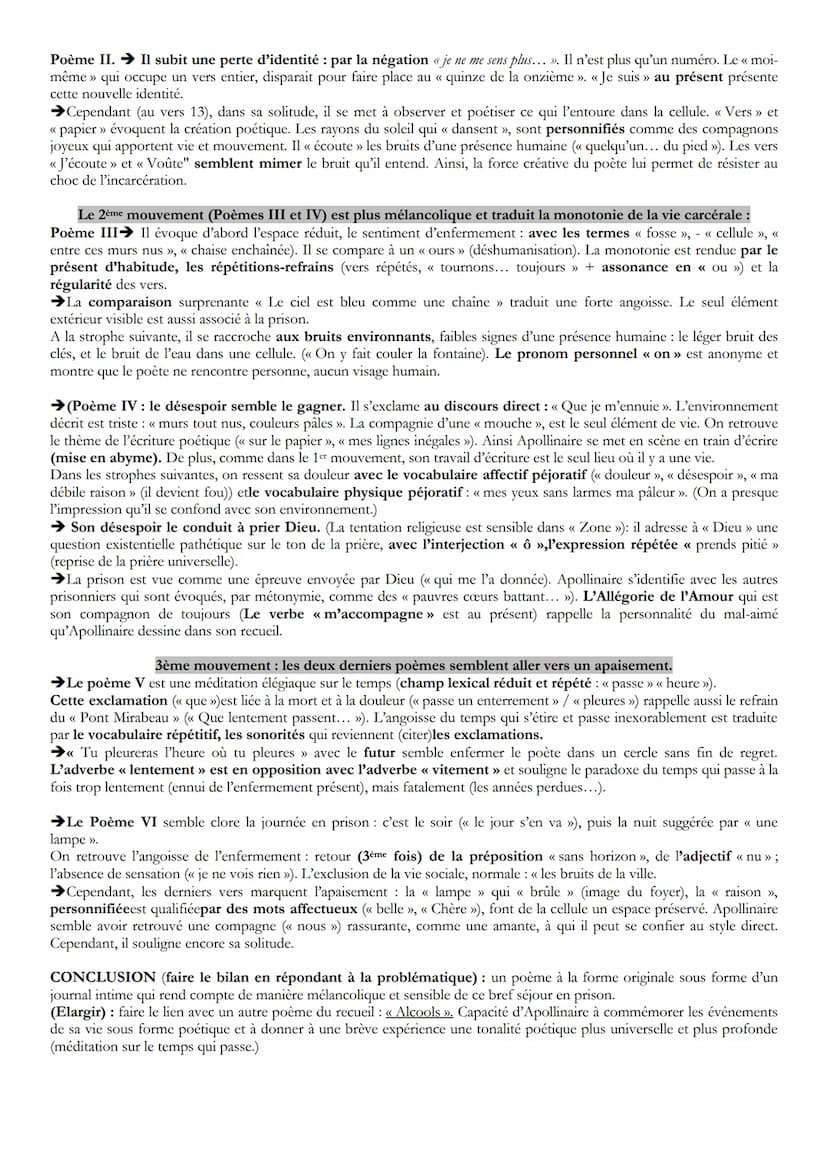 5
10
15
20
25
30
TX 6 Analyse linéaire A LA SANTE d'Apollinaire
Ce document a été distribué en classe
I Avant d'entrer dans ma cellule
Il a 