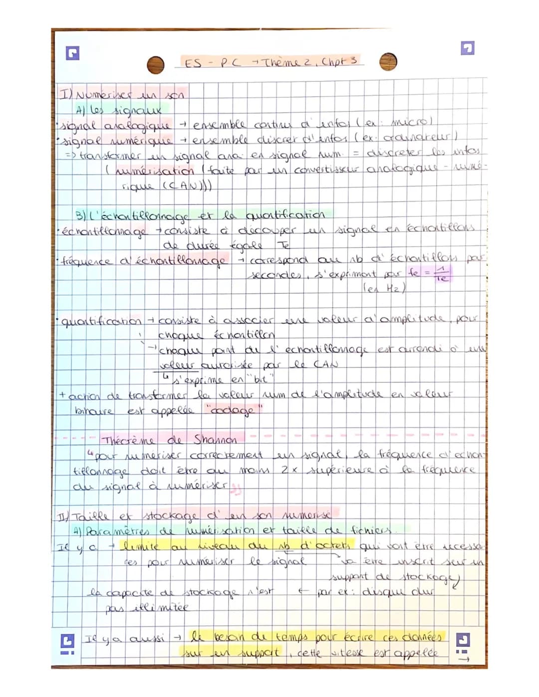 I) Numeriser un sca
A les signaux
signal aralogique
"signal sumérique +
microl
+ ensemble continue d'enfor (ex
ensemble discrer d'enfos ( ex