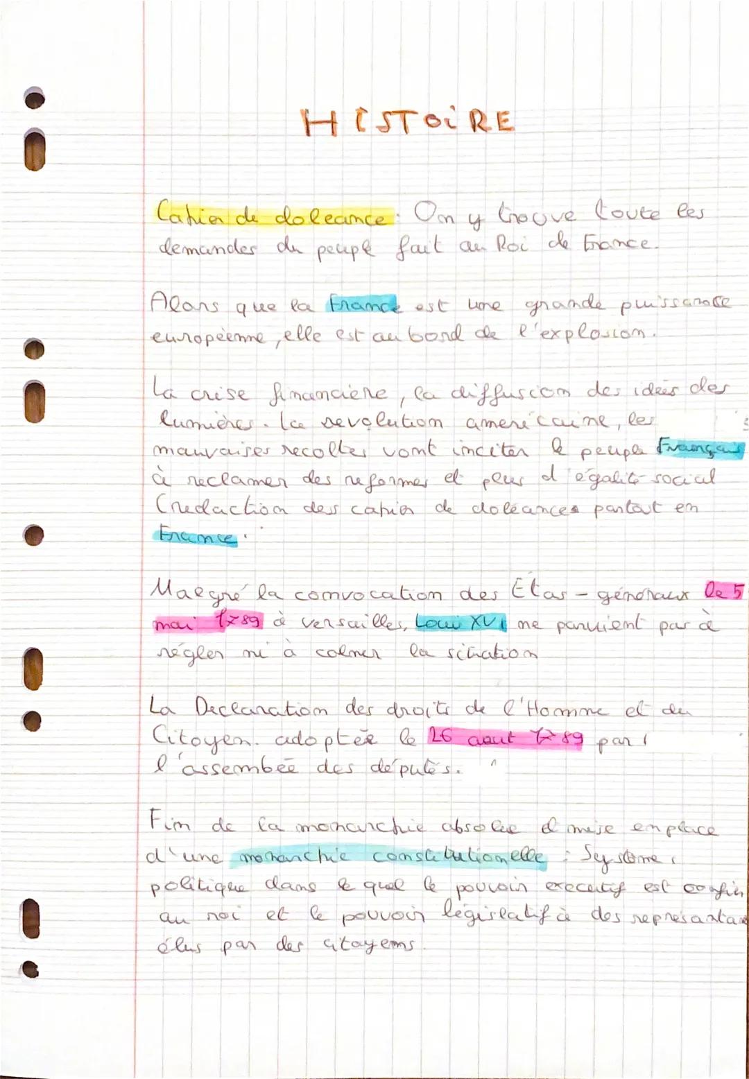 HISTOIRE
Cahier de doleance. On y trouve toute les
demander du peuple fait an Roi de France.
Alons la France est une grande plussanle
europé